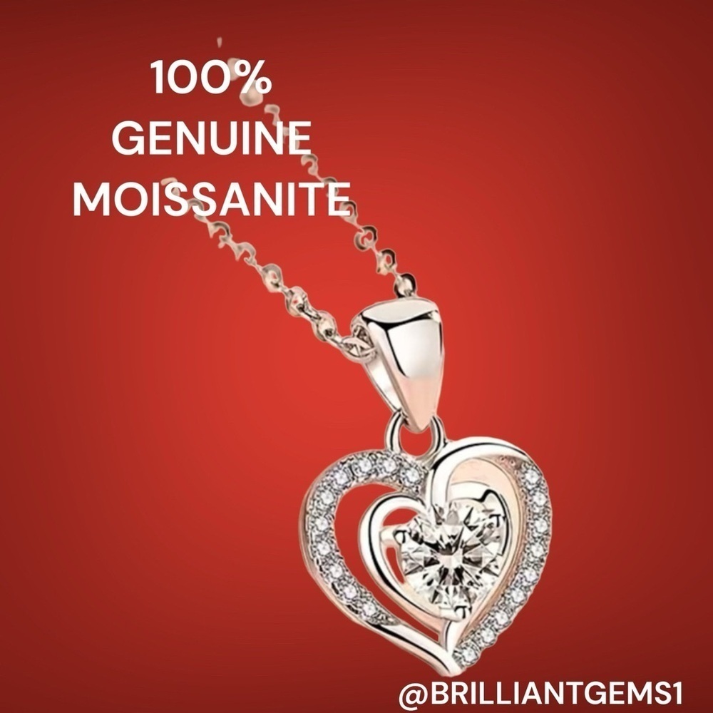 💎250💎 925 STERLING SILVER 3CT MOISSANITE HEART PENDANT NECKLACE